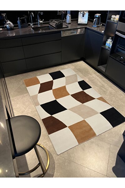Rugs Modern Halı Mira 1102 Καφέ, Μαύρο και Μπεζ Χαλί με Θέμα το Ντάμα, Πολύχρ...