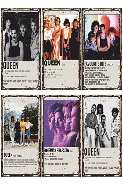 Hayat Poster Queen Bohemian Rhapsody Freddie Mercry Music 6 Mini Retro Wooden...