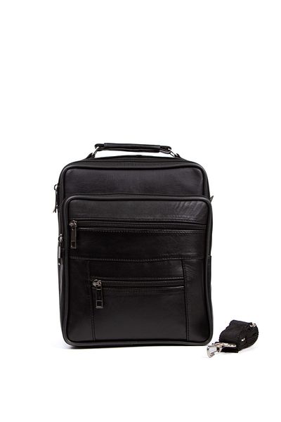 Newish Genuine Leather Men's Handbag Shoulder Bag with Shoulder Strap Black (23-19CM) (LARGE SIZE)