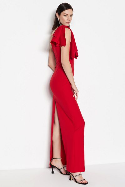 Trendyol Collection A-Cut κόκκινο μακρύ βραδινό φόρεμα - Υφαντό TPRSS23AE00095