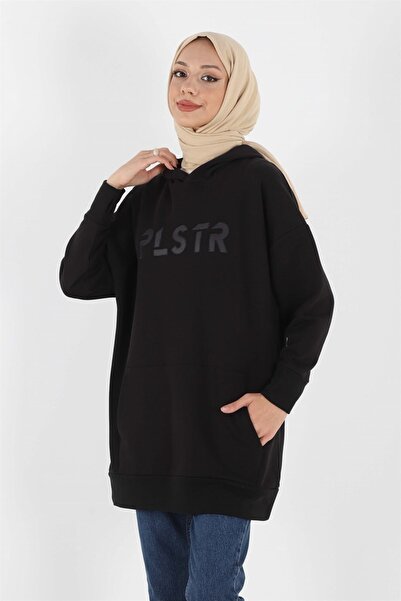 Plistre Nakışlı Oversize Sweatshirt