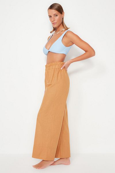 Trendyol Collection Kamelgewebte Hose aus 100 % Baumwolle TBESS23PL00006