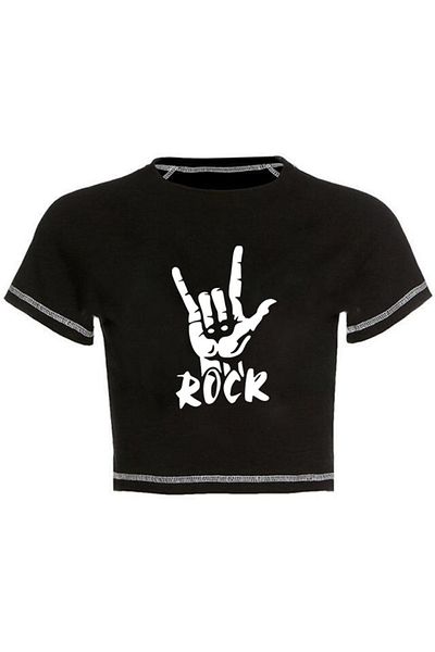 Touz Rock Printed Backstitch Black Crop
