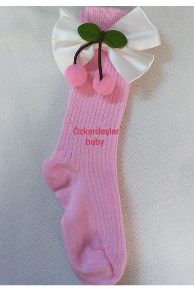 ÖZKARDEŞLER BABY Baby Knee Socks with Bow and Cherry