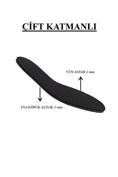 Yünsa %100 Doğal Yün Ayakkabı Keçesi Siyah Yumuşak Ayakkabı Tabanlığı Mz162