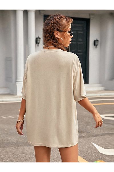 Machetta Μπλουζάκι μεγάλου μεγέθους Leopard Heart Patterned Be Love Printed Oversize