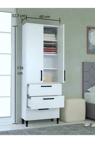 MOBİLİQUE 3 Çekmece 2 Kapaklı Ay Gardırop