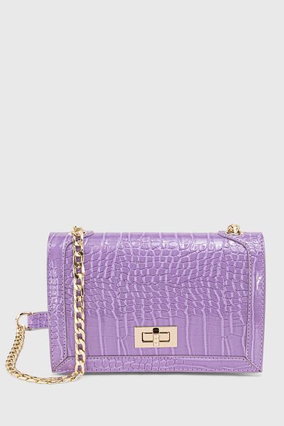 Housebags Γυναικεία τσάντα χιαστί με κροκόδειλο με κλειδωμένη λιλά αλυσίδα 224