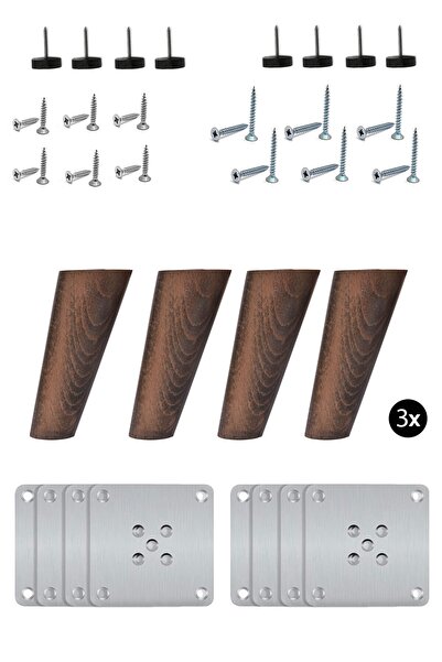 Bestekar Tree Conical Leg - 10 Cm Walnut - 12 Pieces - Furniture, Base, Sofa,...