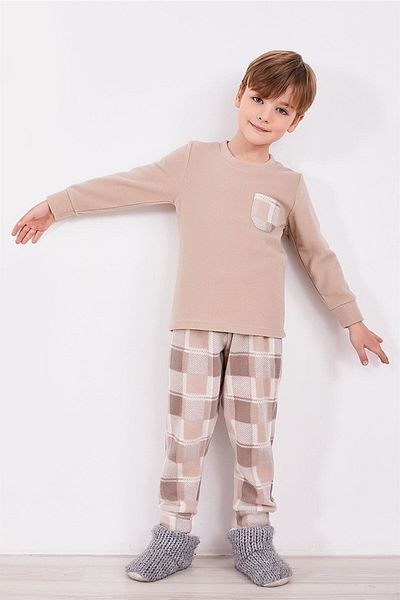 Arnetta Ar2305-g Polar Checkered Pajama Set 9-15 Years Light Brown