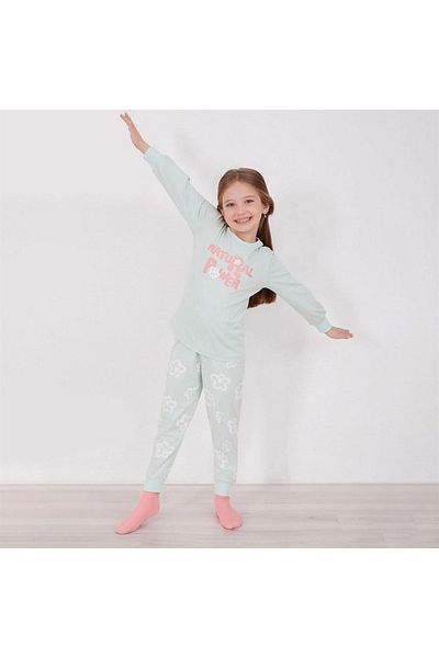 ROLY POLY Rp2951-2 Natural Power Written Pajama Set 2-8 Years Mint Green