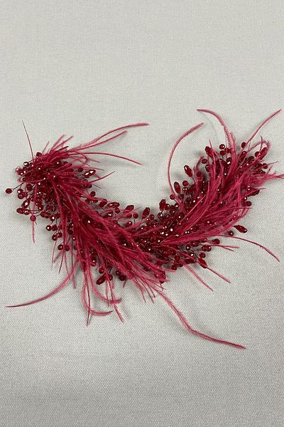 Hobigram Model Capella Burgundy Feather Henna Coroana de mireasa si accesoriu turban – Coroana, piatra de cristal, model elegant – Coroana