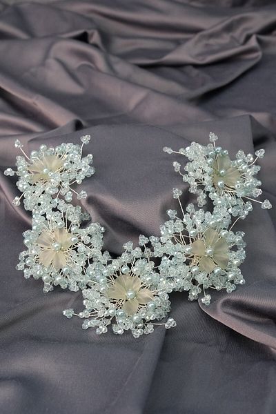 Hobigram Model Sinay verde apă Motiv floral Henna Coroană de mireasă și accesoriu turban – Coroană, piatră de cristal – Coroană