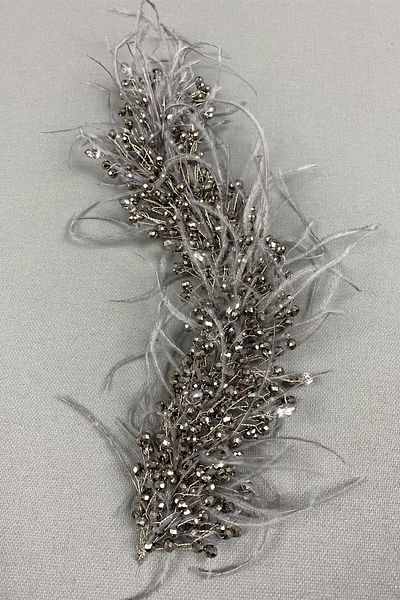 Hobigram Antracit Gri Kapella Model Feathered Henna Coroana de mireasa si accesoriu turban – Coroana, Crystal Stone, Chic Mode