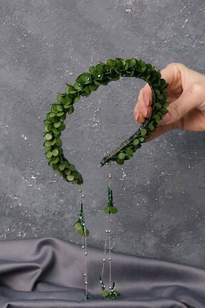Hobigram Yeşill Savin Mineli Design special Henna și Coroana de mireasă – Coroană, Piatră de cristal, Model elegant, Coroană de mireasă – T