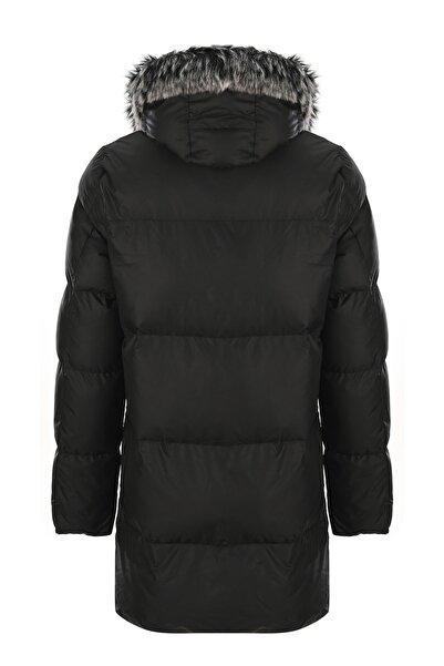 Oliggopol Ανδρική γούνινη κουκούλα μακρύ μοντέλο μαύρο πουπουλένιο παλτό & παλτό & παρκά