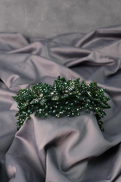 FdayAksesuar Accesoriu de mireasă, verde, simplu, cu mărgele și model floral,...