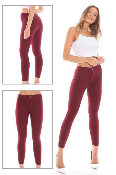 merlavin Women's Claret Red, Gabardine Fabric High Waist Trousers (Narrow Fit Claret Red)