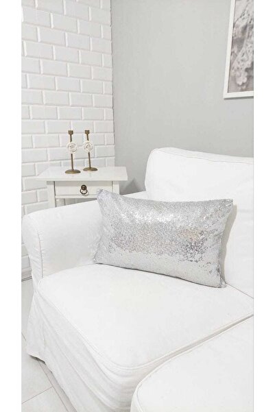 TROYA 3mm Pul Payetli Yastık Kırlent Kılıfı Gri Pillow