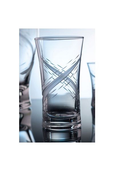KCD Estella Cut Hand Decor Gilded 6 Pieces Patterned Water and Soft Drink Glass Set