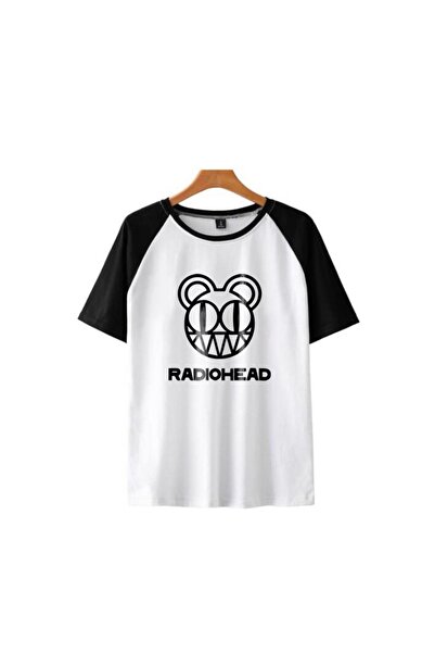 Touz Radiohead Face Printed Raglan Sleeve White Unisex Oversize T-shirt