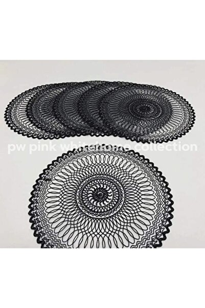 PW pink white home collection Supla Kordon Işlemeli 38 Cm Yuvarlak 6 Lı