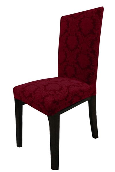 Güzel Aral 6-Piece Skirtless Jacquard High Quality Flexible Elastic Chair Cover Claret Red
