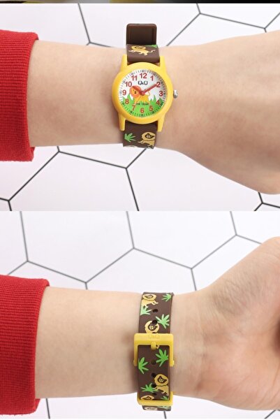 Q&Q Aa17 Lion Model 10 Atm Waterproof Brown Kids Wristwatch