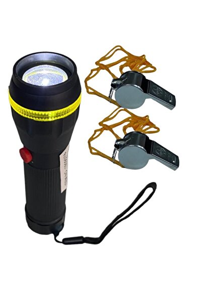 Genel Markalar El Feneri Ve 2 Adet Acil Durum Düdüğü - Zoom'lu Deprem El Fene...