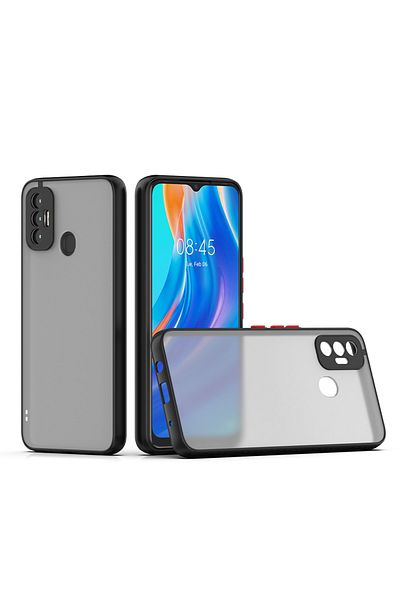 Fibaks جراب Tecno Spark 7 - 7t غير لامع مضاد لبصمات الأصابع وغطاء من السيليكون الصلب مع مفاتيح ملونة لحماية الكاميرا