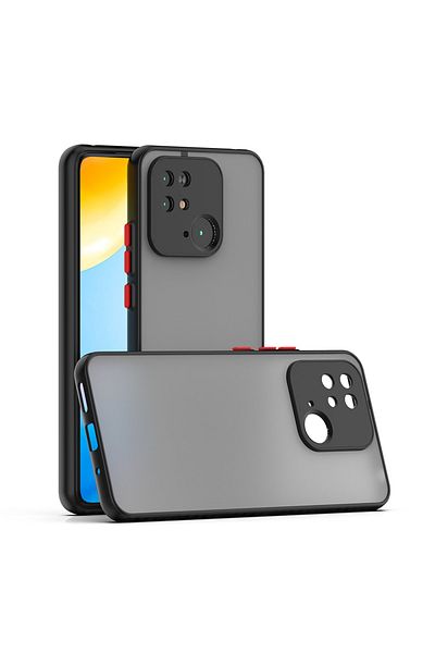 Fibaks حافظة هاتف Xiaomi Poco C40 غير لامعة مضادة لبصمات الأصابع وغطاء من السيليكون الصلب مع مفاتيح ملونة