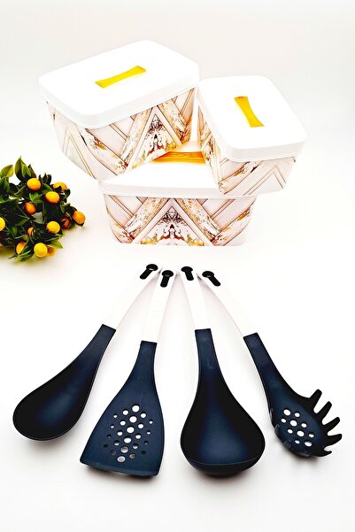 Mrsstore Mrs Store Storage Container Multi-Purpose Box and Serving Ladle Spoon Luxury Stylish 7-Piece Dowry Set