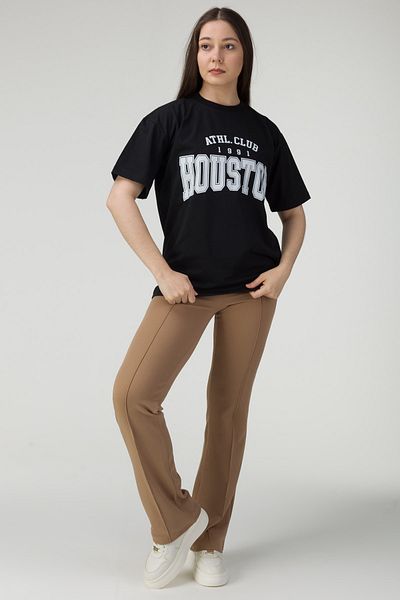 MODAGEN Black Houston Printed Oversize dámské tričko