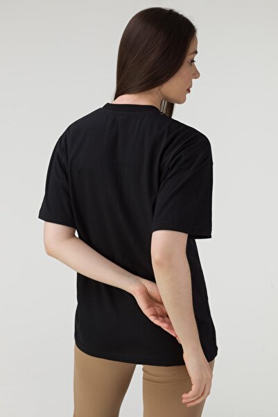 MODAGEN Black Houston Printed Oversize dámské tričko