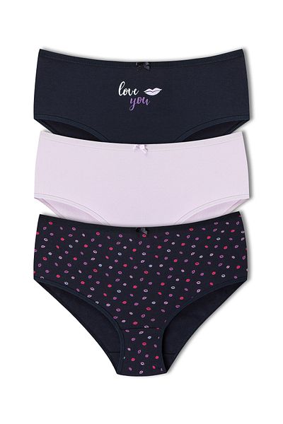 HNX Chiloți din bumbac cu model cu talie înaltă din 3 piese