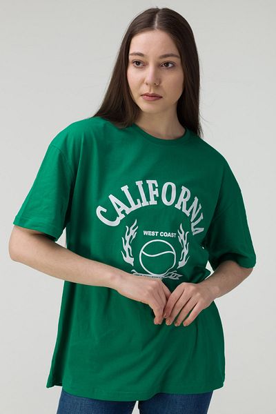 MODAGEN Tricou oversize unisex cu imprimeu verde California pentru femei
