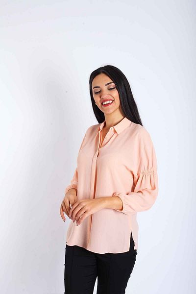 Blues Outlet Women's Sleeve Detailed Chiffon Shirt Blouse-powder