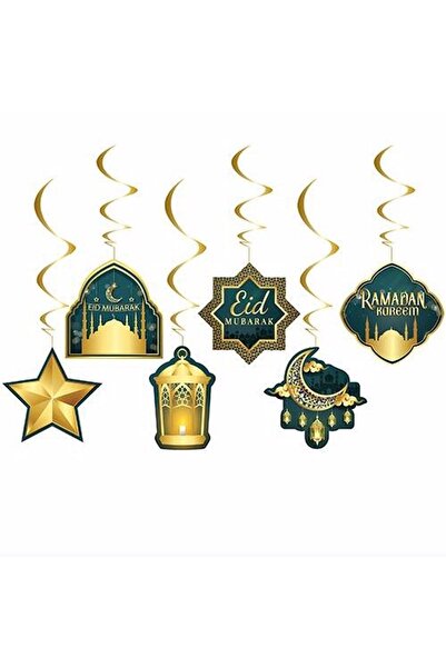 Huzur Party Store 6'lı Tavan Süs Eid Mubarak Ramadan Kareem Temalı Sarkıt Ram...