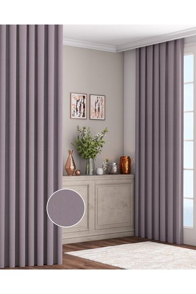 Altındaş Tekstil Keten Fon Perde Ekstrafor Büzgülü (PİLESİZ) Tek Kanat Açık Lila Kt-25