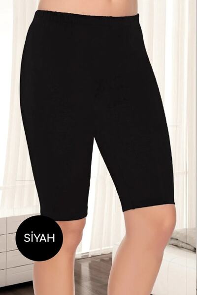 NUR TEKSTİL Жіночі чорні бавовняні трикотажні короткі легінси