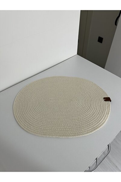 Sevdam Sepet 1 piece - single Cream Color Oval/ellipse Placemat, Washable, ir...