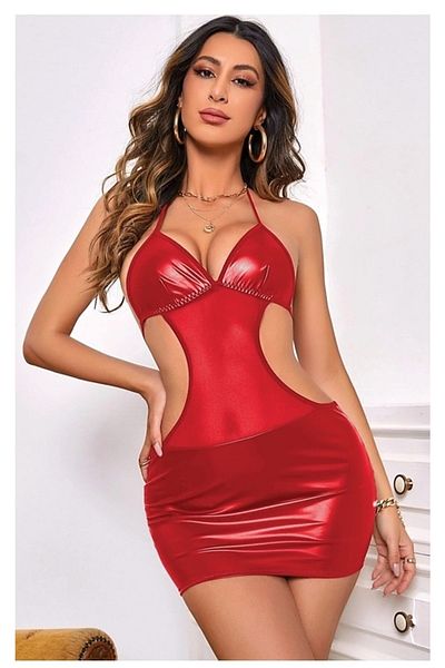 Qvien Secret Women Dress Lame Leather Dress Sexy Night Fancy Dress Costume Party