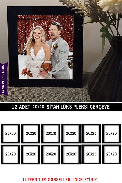 yhfoto 12 Pieces 20x20 Black Mirror Plexiglass Frame - Luxury Plexiglass Frame