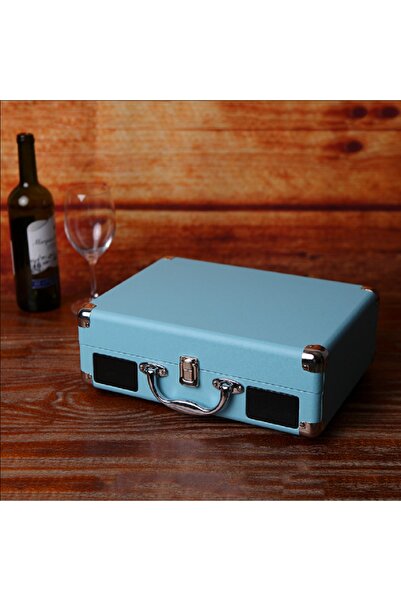 hediyeconcepti Vintage Crownwell Taşınabilir Fonograf 33/45/78rpm Pikap Çalar Gramofon Dahili Hoparlör