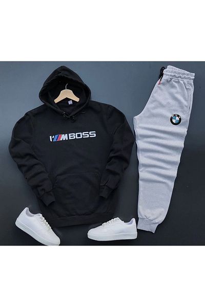 NewCabin New Season I'm Boss Σετ χειμωνιάτικων φούτερ με βαμβακερή κουκούλα βαμβακερή ιδρώτα-βαμβακερή σετ 2