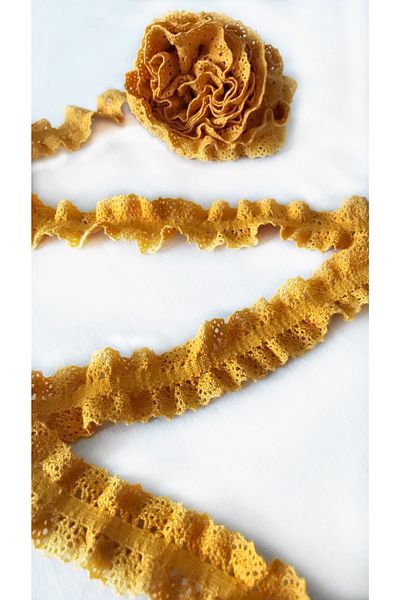 Ozpas Yellow Gathered Lace Ribbon Decorative 3meters