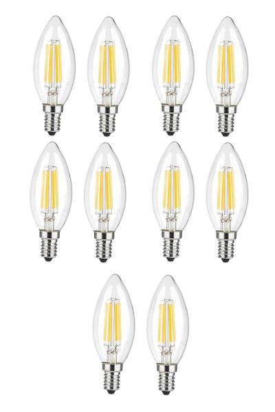 Kubermatu Led Flament Rustik Ampul Günışığı E14 Duy 10 Adet