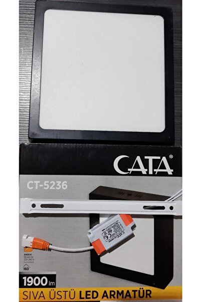 Cata Ct-5236 18w Sıva Üstü Led Armatür Siyah Kasa Beyaz Işık