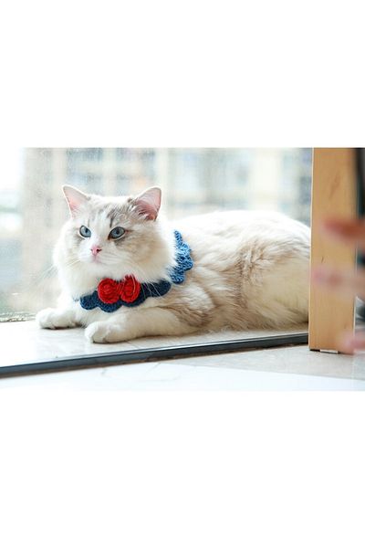 ayörme Cat Dog Neck Collar Bow Tie Patterned Knitted Neck Collar Apron