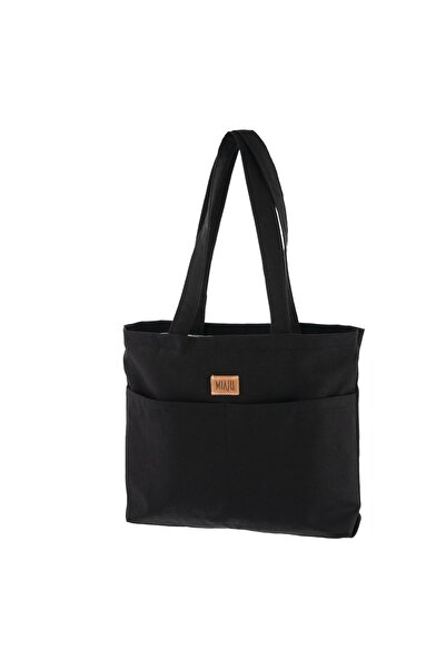 Miaju Kanvas Siyah Tote Çanta, Yüksek Kalite Pamuk Kanvas Omuz Çantası, Günlü...